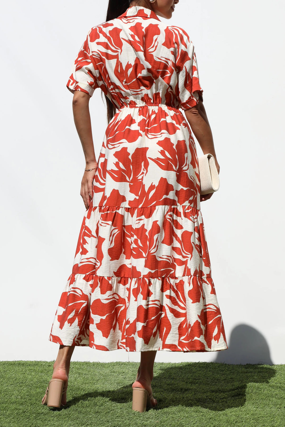 Jalissa Multi Print Button Down Midi Dress