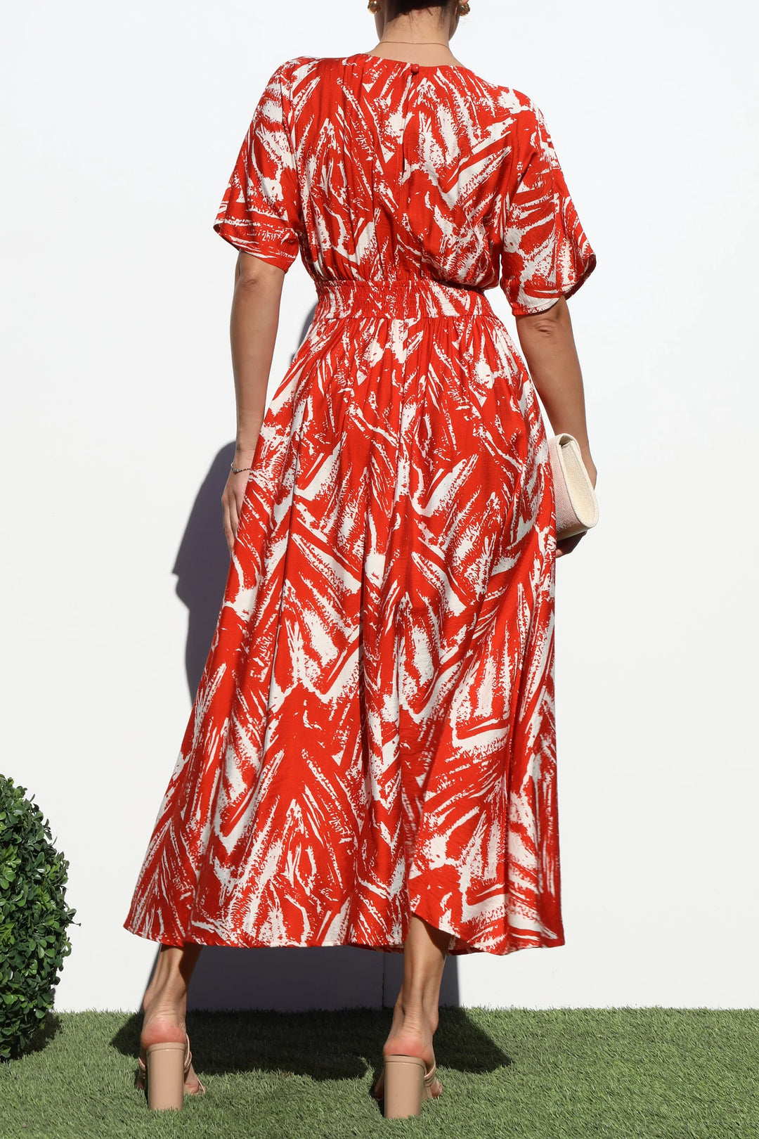 Sienna Red Cream Midi Dress