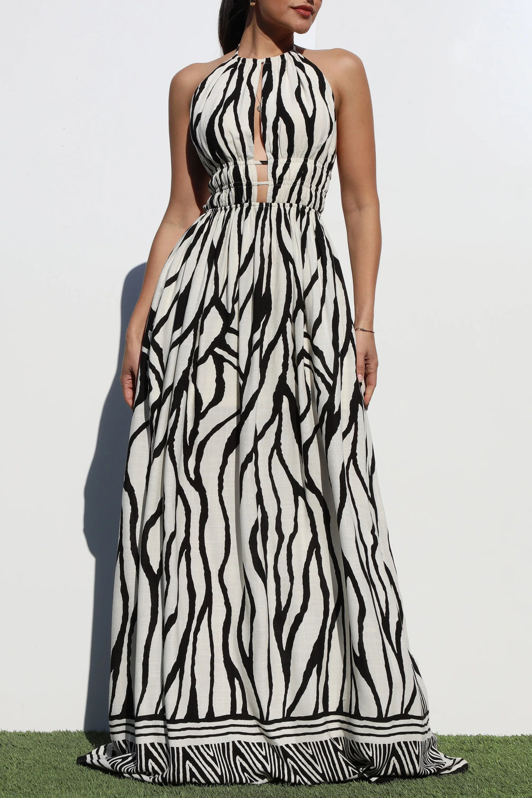 Zebra Print Cutout Maxi Dress
