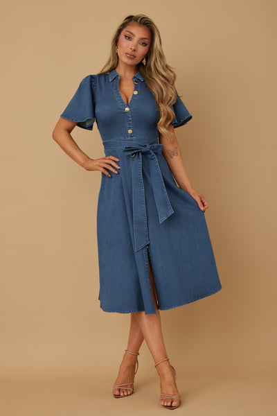 Skylar Denim Button Up Midi Dress