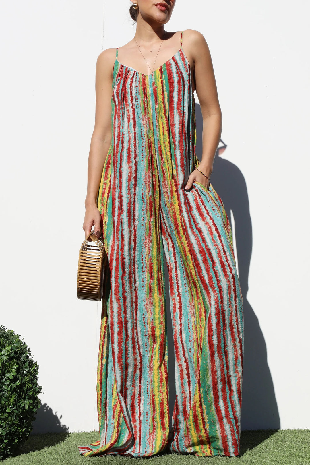 Cami Multi Print Wide Leg Jumpsuit