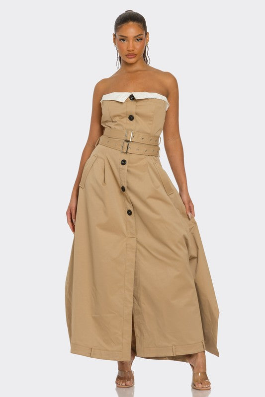 Athena Chic Trench Maxi Dress