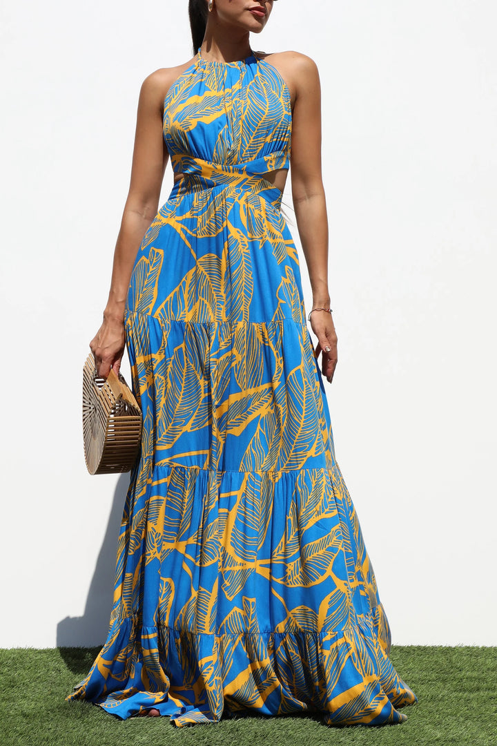 Halter Multi Print Maxi Dress