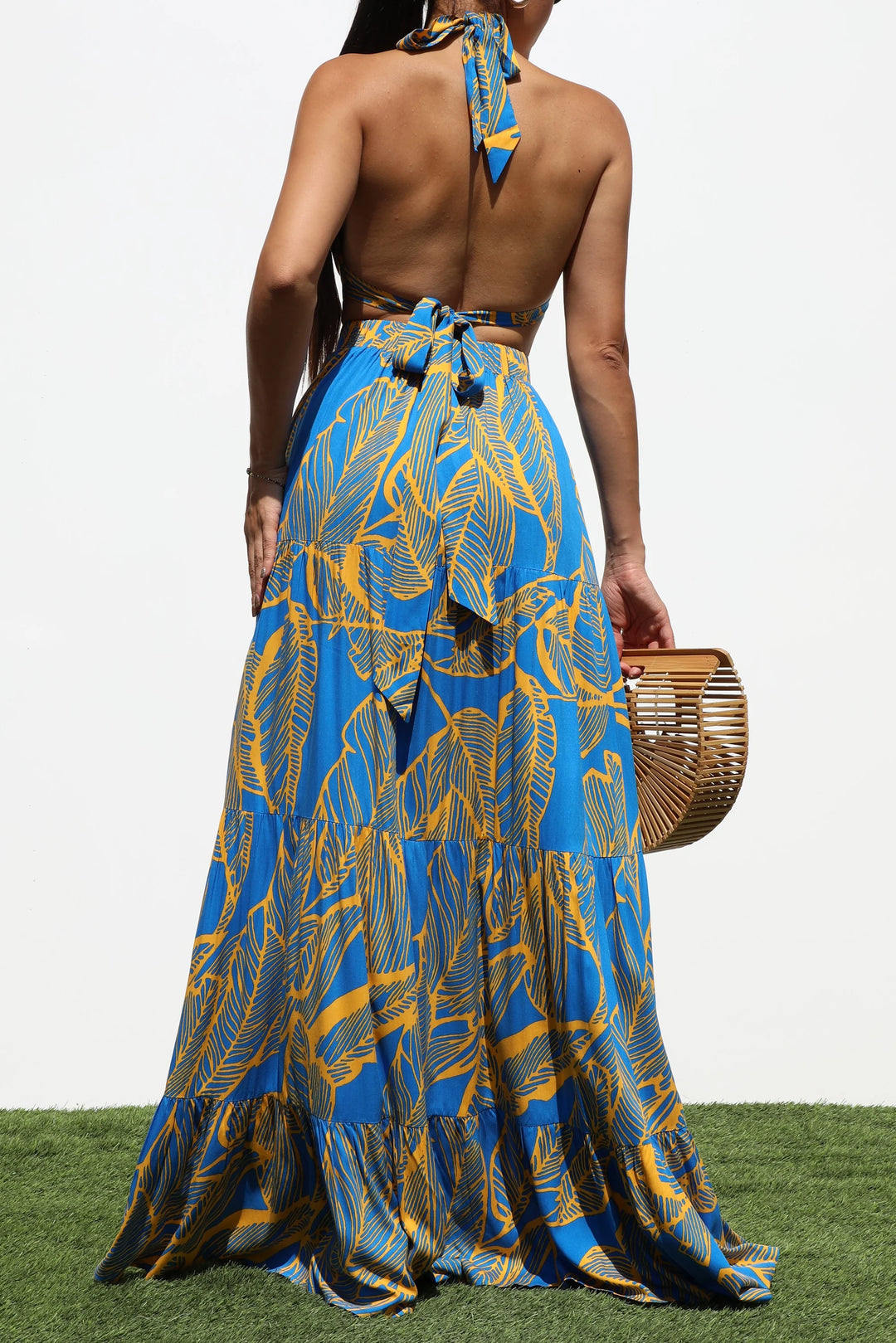 Halter Multi Print Maxi Dress