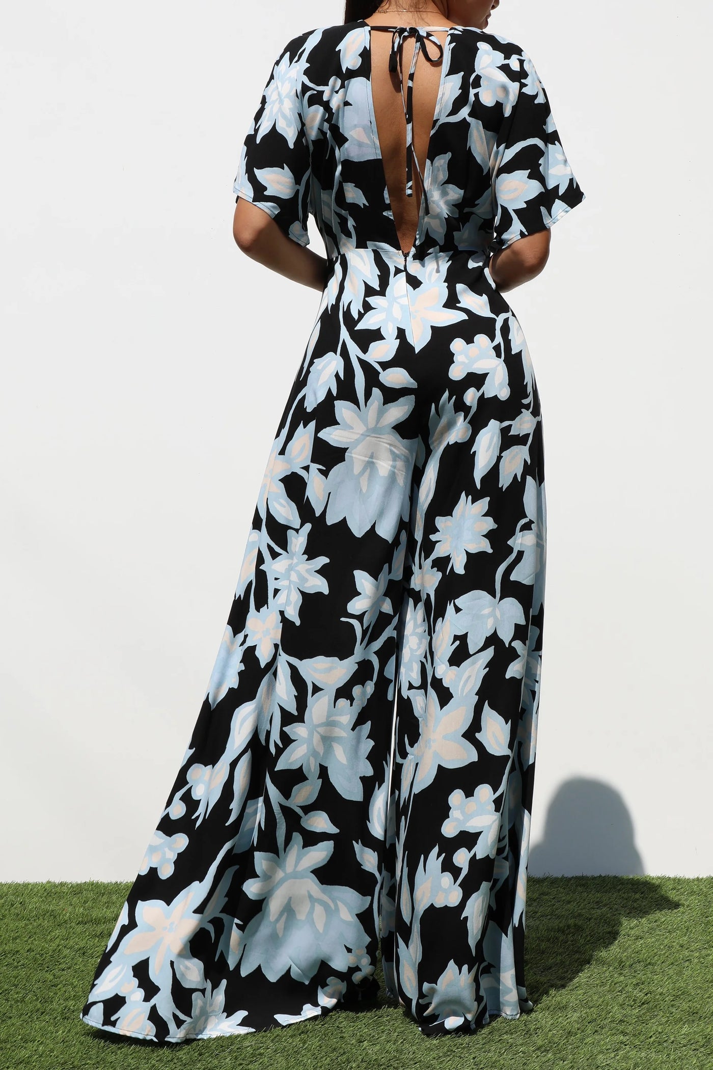Floral Print Loose Fitting Maxi Jumpsuit