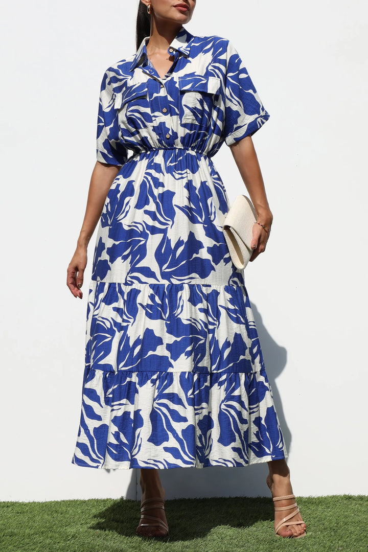 Jalissa Multi Print Button Down Midi Dress