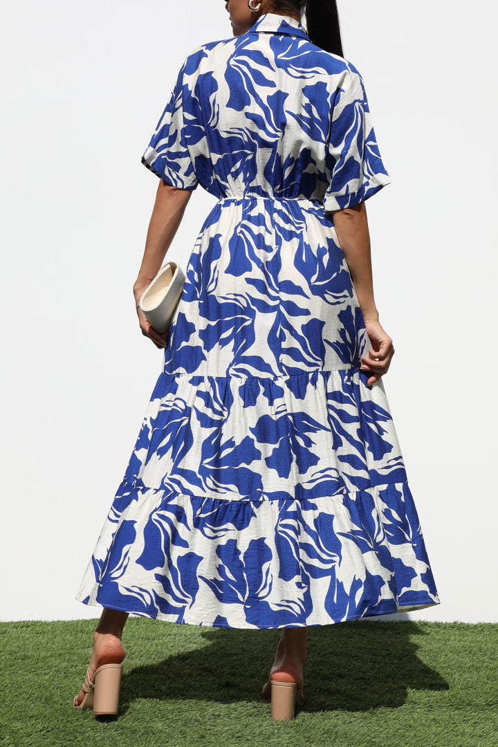 Jalissa Multi Print Button Down Midi Dress