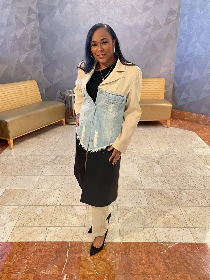 Alexa Denim Color-block Blazer