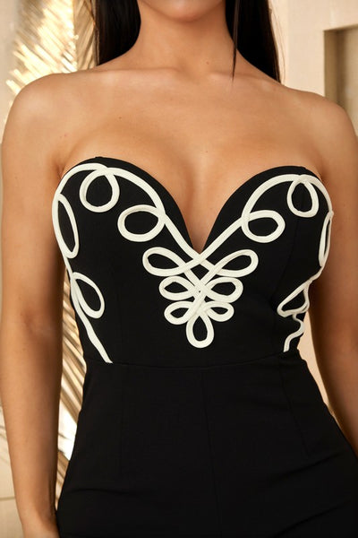 Swirl Black & White Strapless Jumpsuit