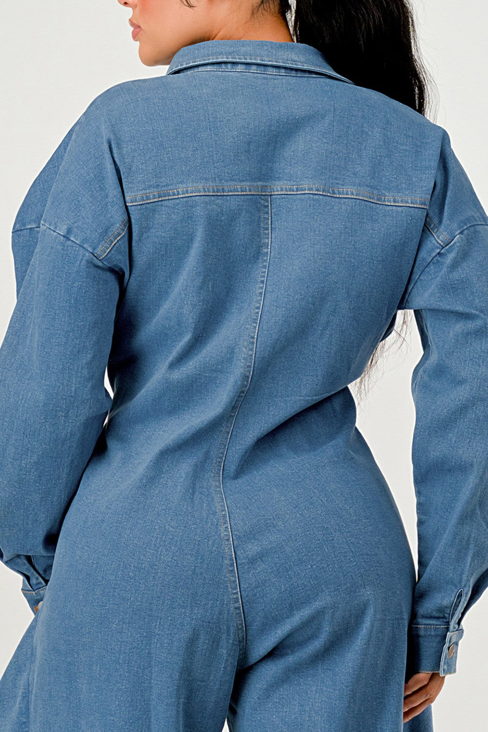 Denim Belted Wide-leg Jumpsuit