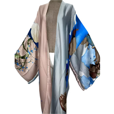 Nefi Silk Floral Maxi Kimono