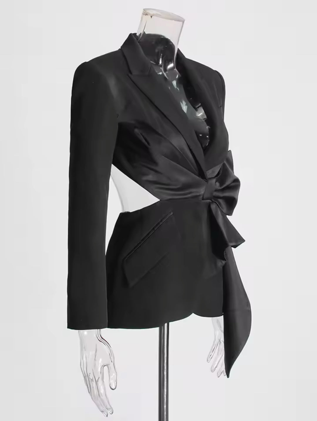 Ali Solid Black Bow Blazer