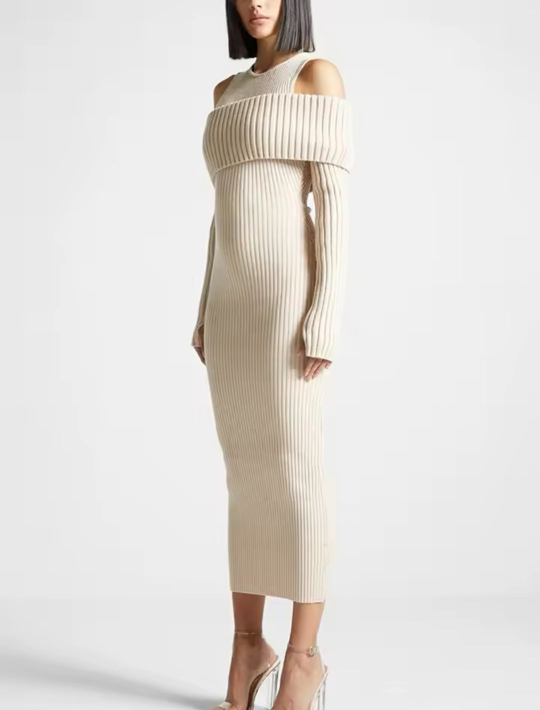 Contrast Knit Bodycon Dress