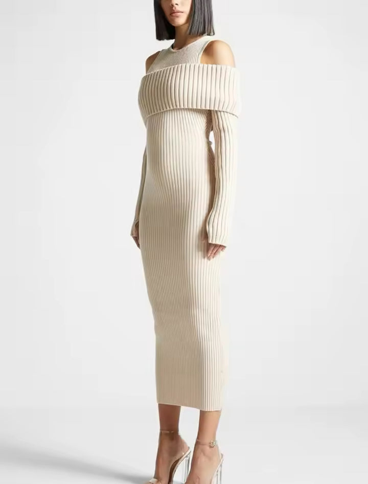 Contrast Knit Bodycon Dress