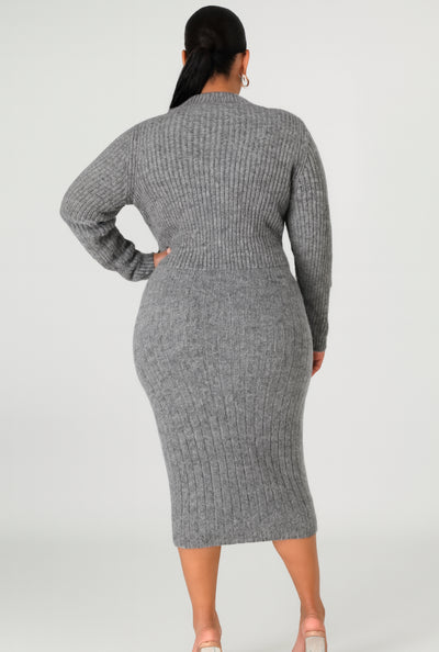 Cozy Chic Denim-Detail Knit Set