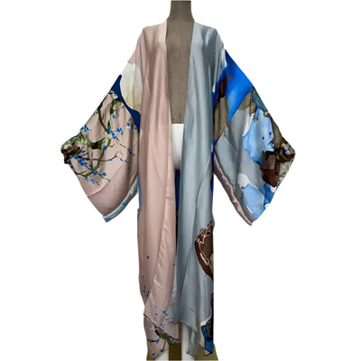 Nefi Silk Floral Maxi Kimono