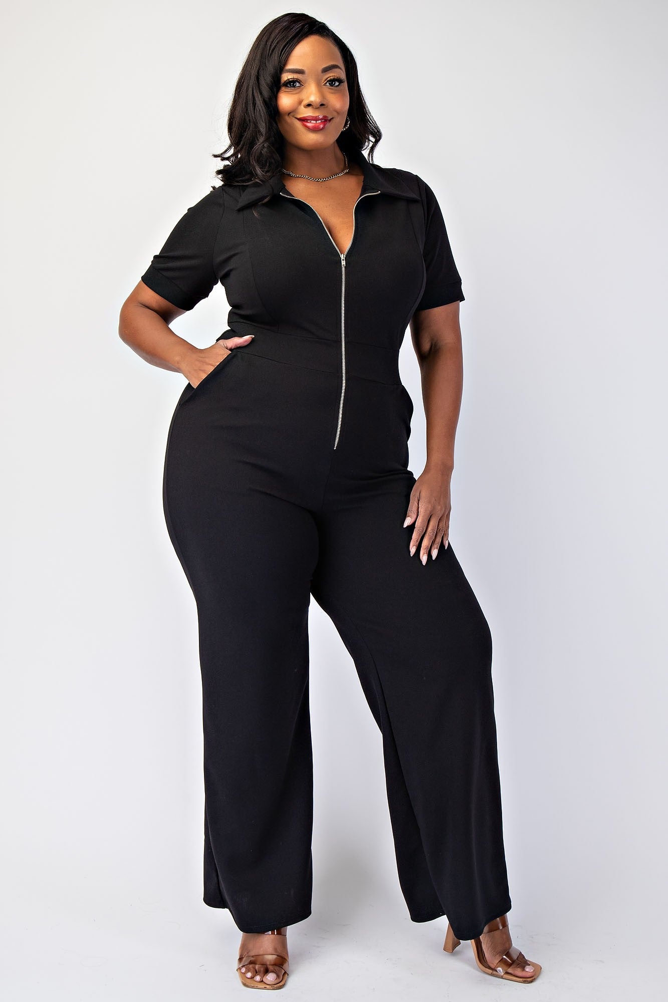 Cynthia Scuba Front Zipper Jumpsuit
