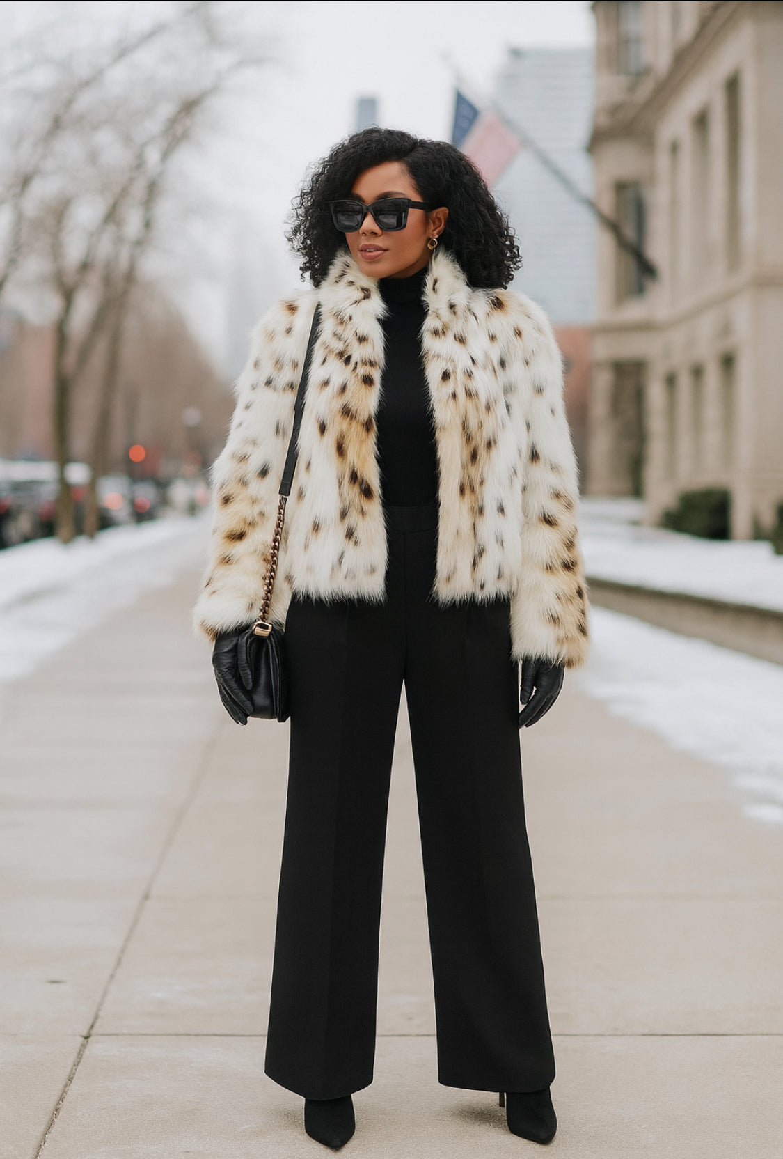 Faux Fur Leopard Print Coat