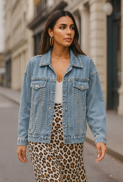 Rhinestone Studded Denim Jacket