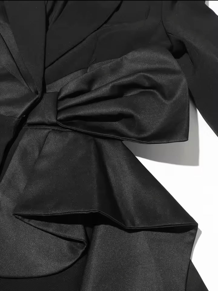 Ali Solid Black Bow Blazer