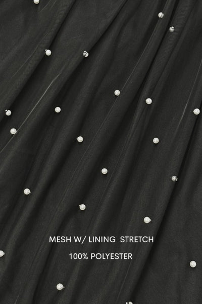 Black Pearl Embellished Tulle Midi Dress