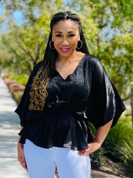 Black Dolman Satin Top