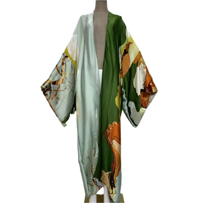 Nefi Silk Floral Maxi Kimono