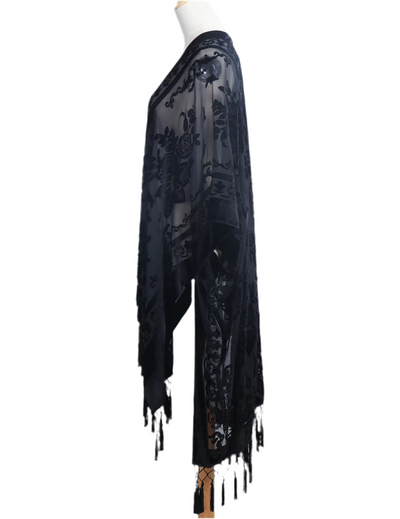 Sage Blossom Fringe Kimono