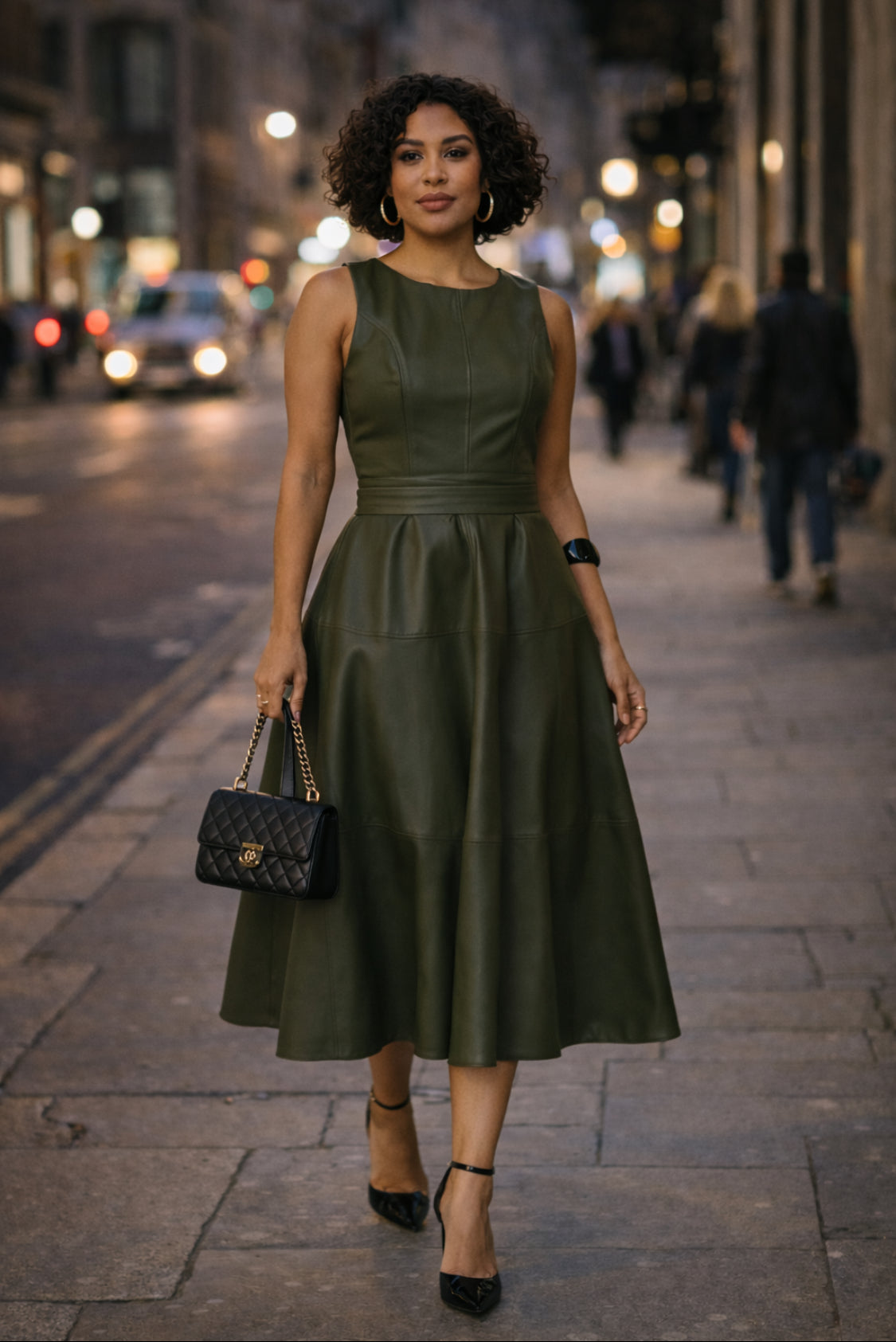 olive green leather dress Faux Sleeveless Midi custom requests Dress Casual Maxi By Color:Blue Tattersall Women Pant Suit