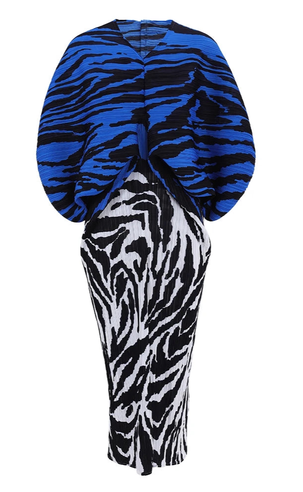 Zebra print Pleated Maxi Dress