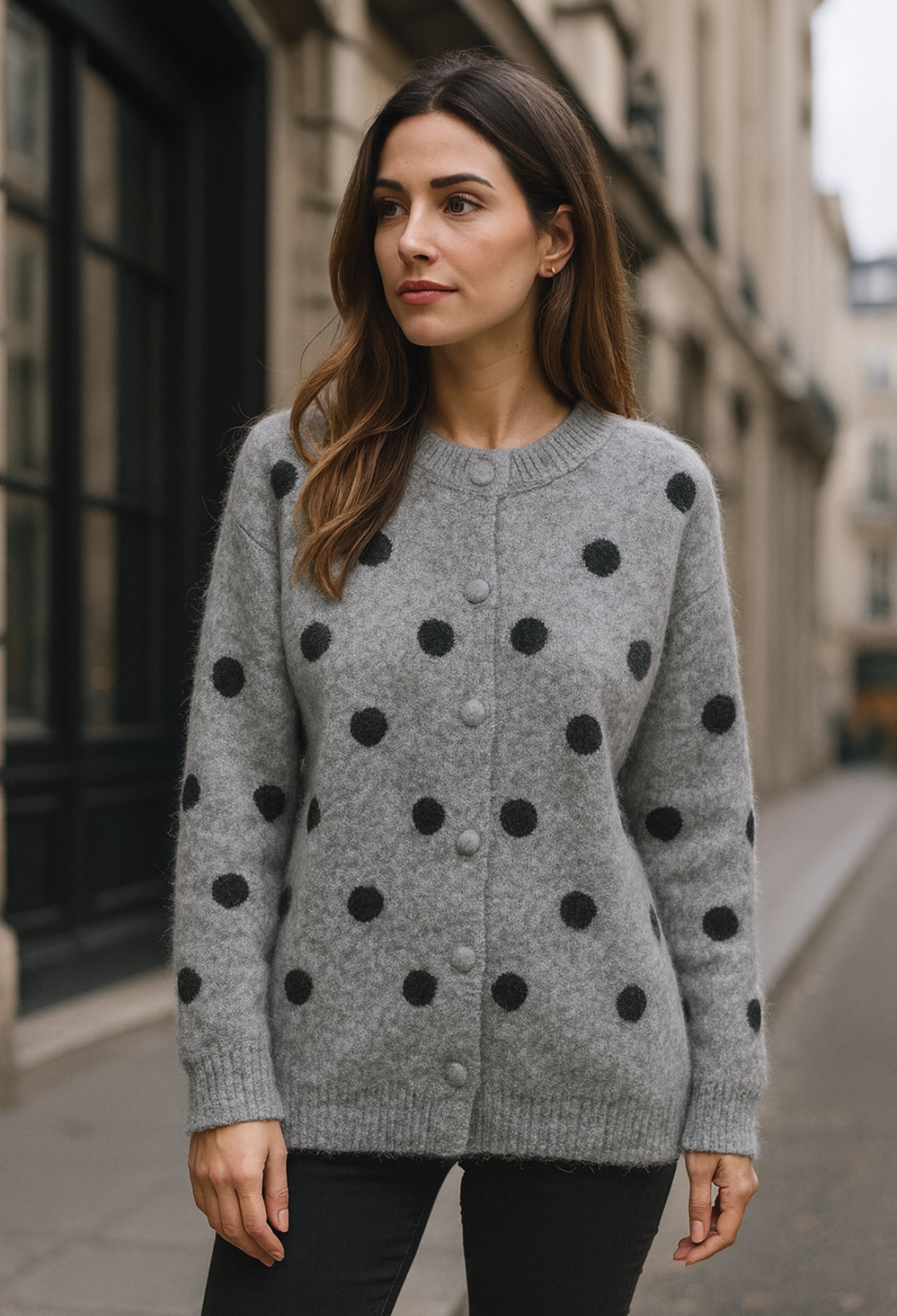 Casual Charm Polka Cardigan