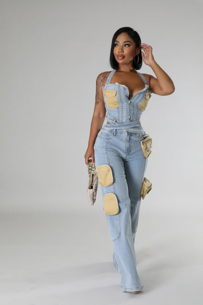 Soliel Denim Cutout Jumpsuit