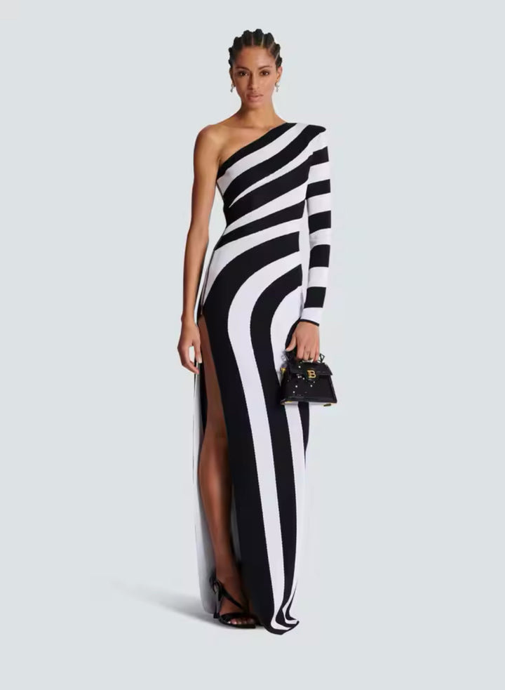 Justine Black and White Maxi Dress