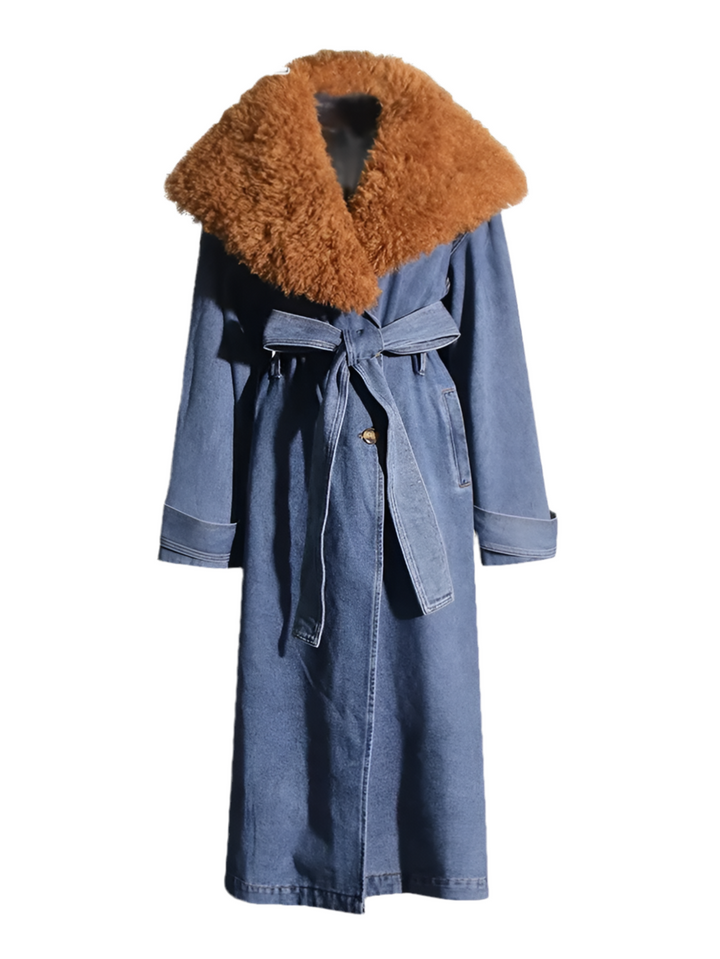 Athena Denim Fur Trench Coat