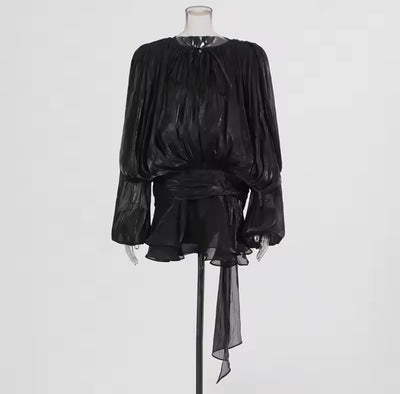 Midnight Muse Tie-Waist Mini Dress