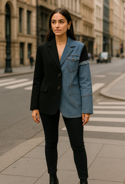 The Urban Edge Denim Patchwork Blazer