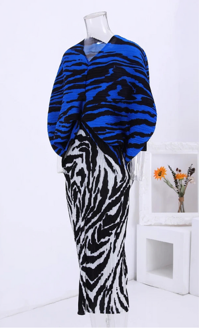 Zebra print Pleated Maxi Dress