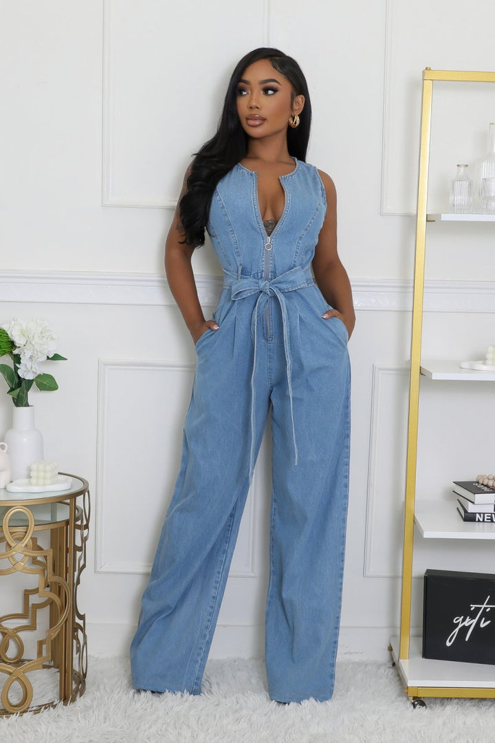 Meet Your Match Denim Jumpsuit
