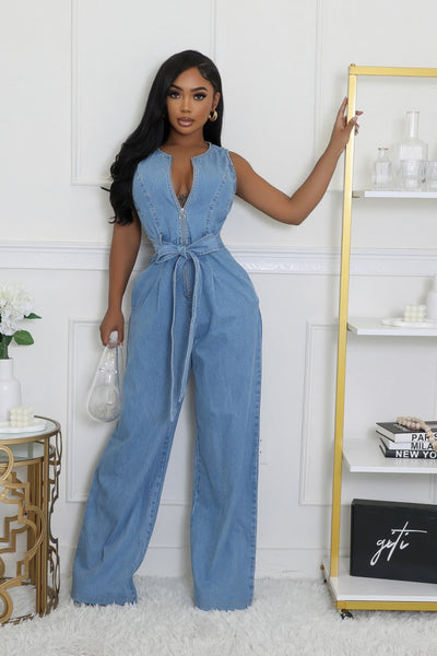 Meet Your Match Denim Jumpsuit