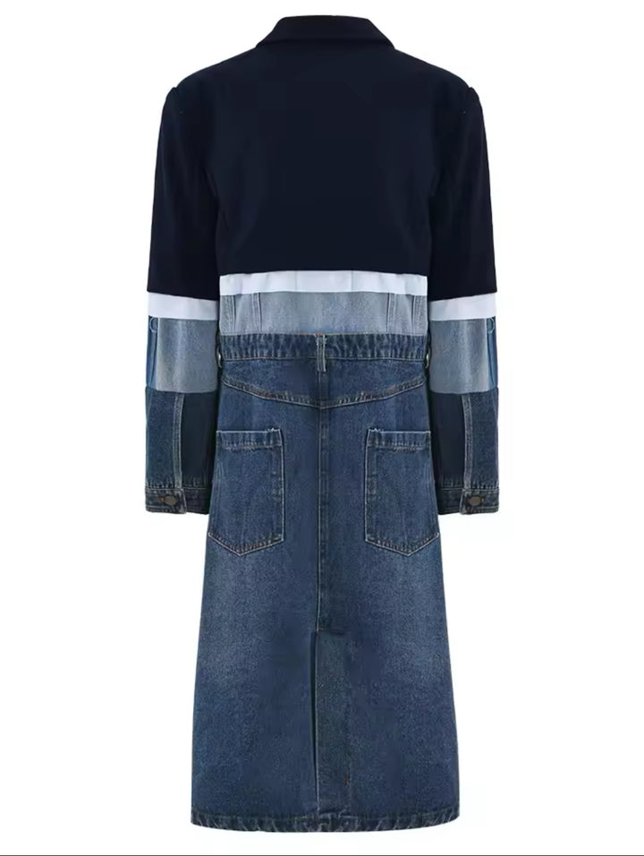 Luxe Denim Blazer Trench Coat