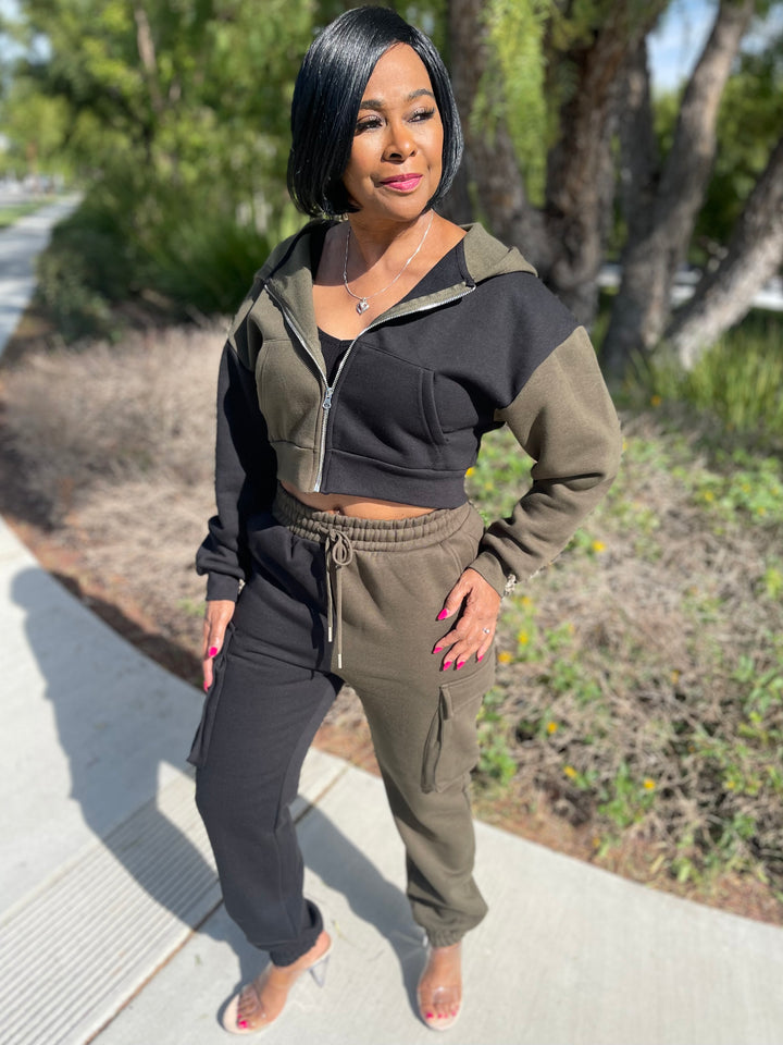 Two Tone Cargo Jogger Set