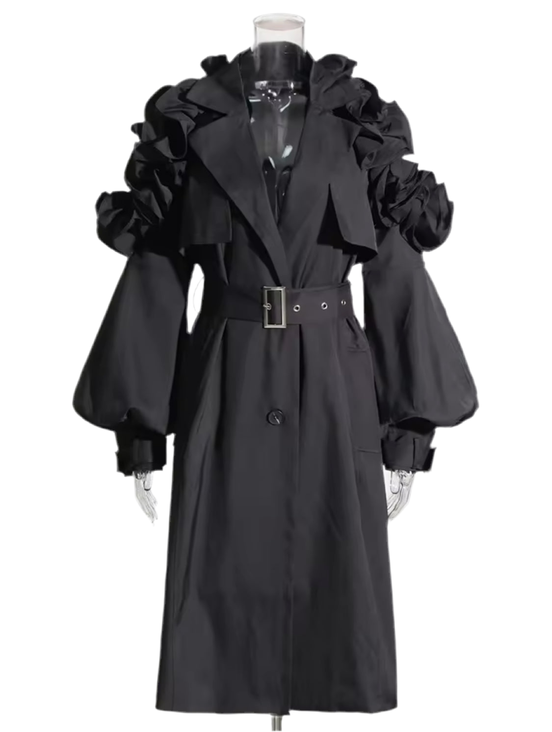 Ruffle Statement Trench Coat