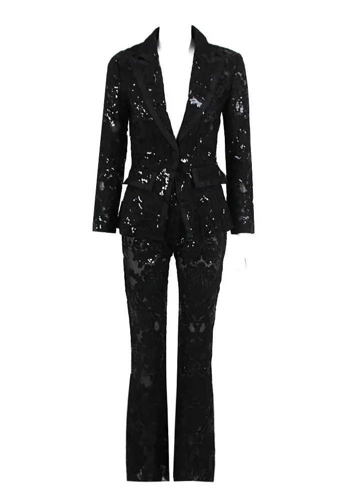 Midnight Temptation Sequin Lace Set