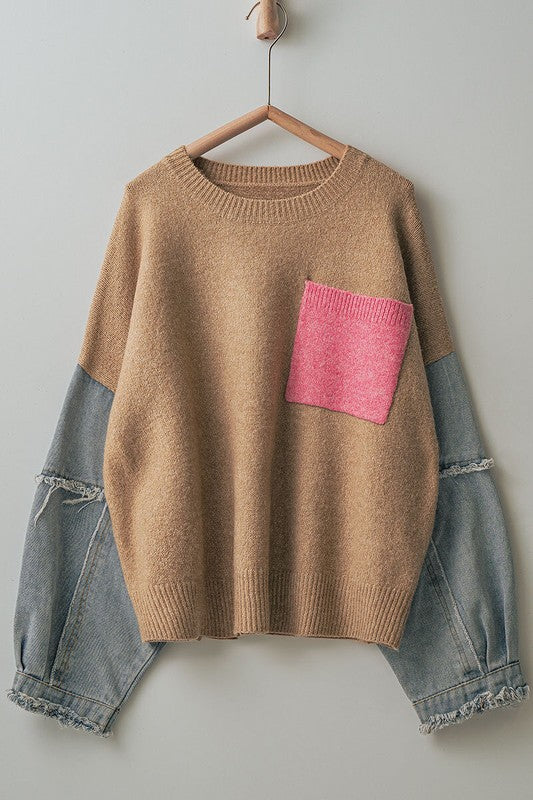 Moxy Denim Sleeve Sweater