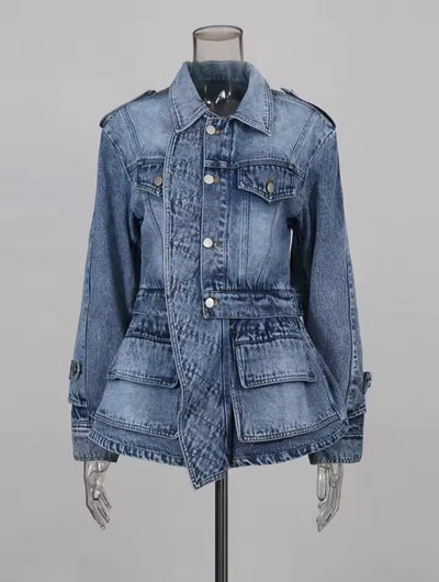 Coastal Chic Belted Denim Jacket