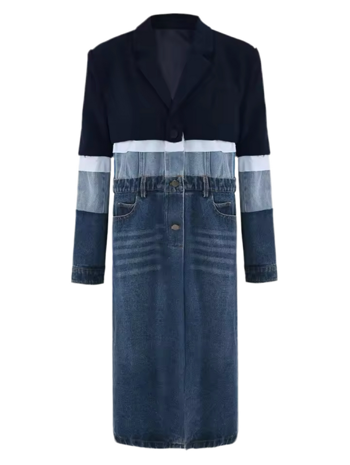 Luxe Denim Blazer Trench Coat