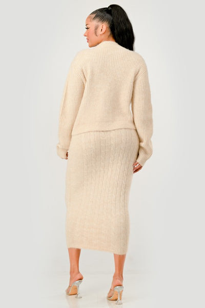 Cozy Chic Denim-Detail Knit Set