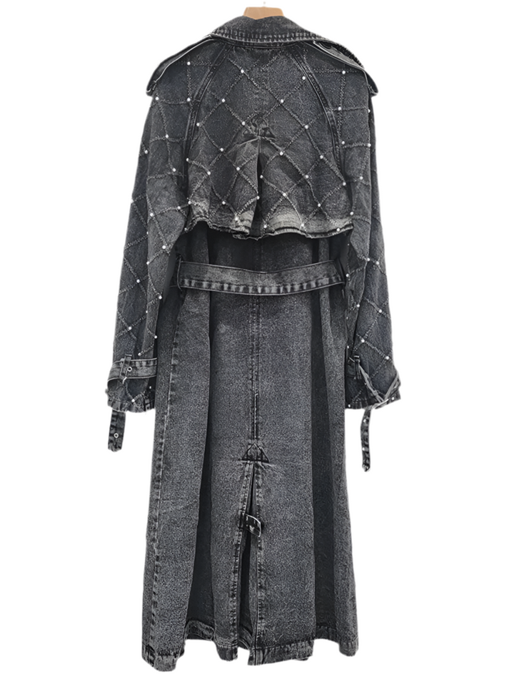 Women's Pearl Denim Trench Coat