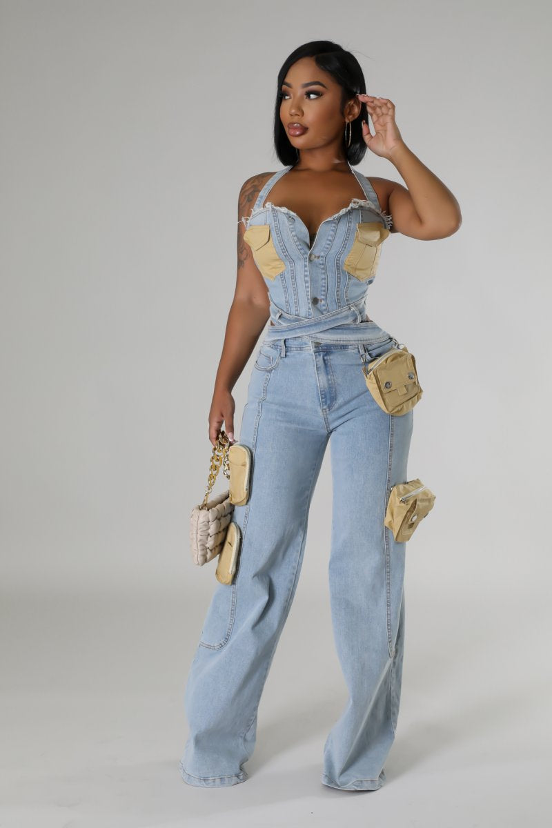 Soliel Denim Cutout Jumpsuit