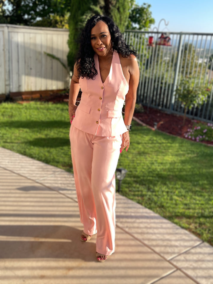 Nola Two Piece Halter Vest Suit